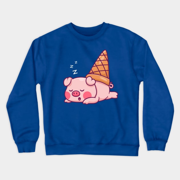 Cute Pig Ice Cream Sleeping Cartoon Crewneck Sweatshirt by Catalyst Labs